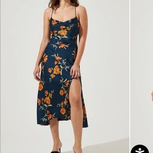 Gaia floral midi dress silk